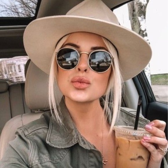 Accessories - TAN CAMEL WOOL WIDE BRIM PANAMA FEDORA HAT BLOGGER